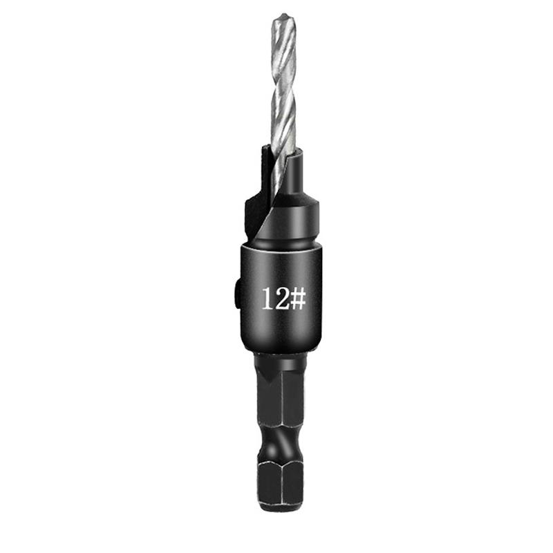 #5 #6 #8 #10 #12 Woodworking Hole Opener Hexagonal Screw Hardware Tool Countersink Drill Bit Taper Hole Drilling and Reaming