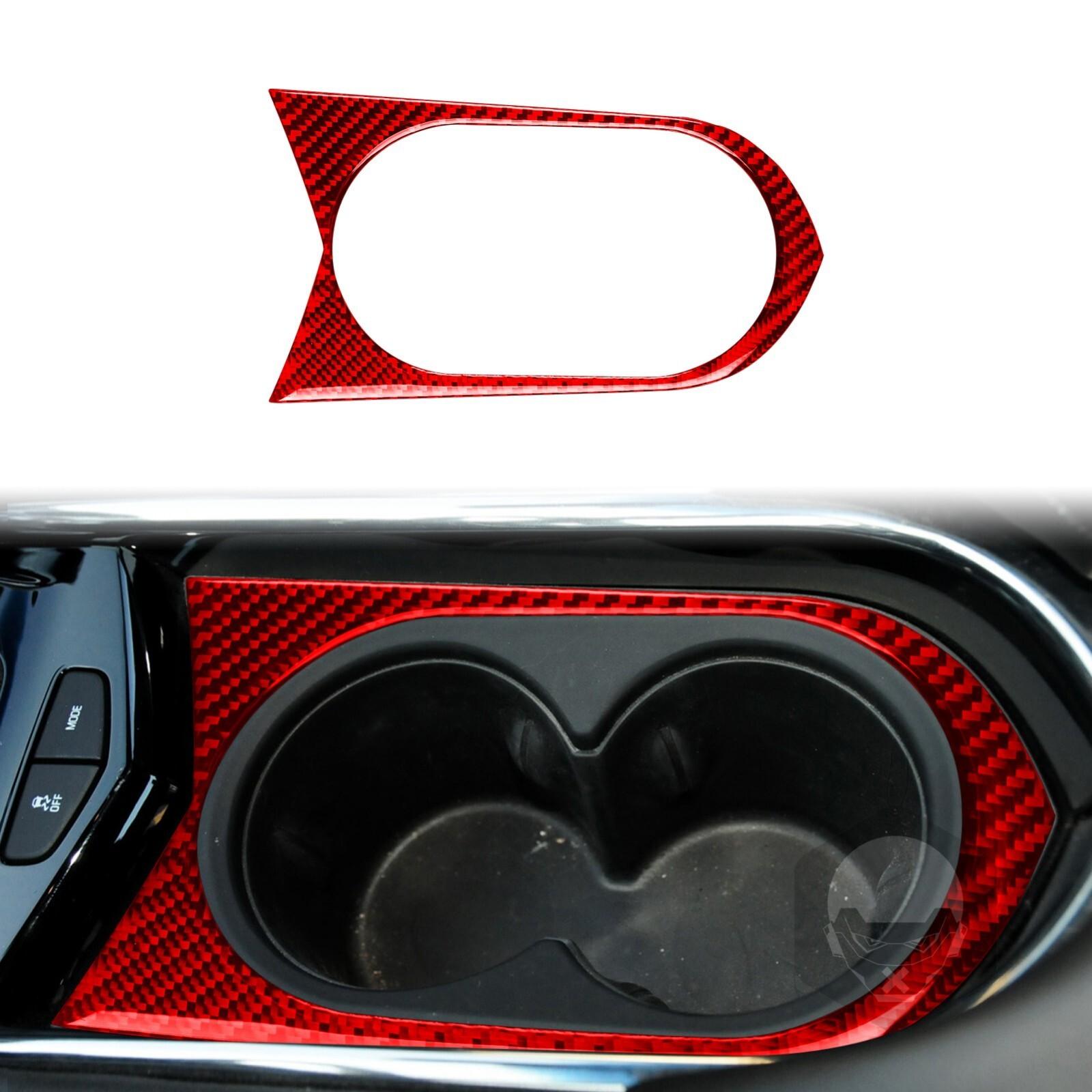 Red Carbon Fiber Console Water Cup Holder Cover For Cadillac ATS ATSL 2013-