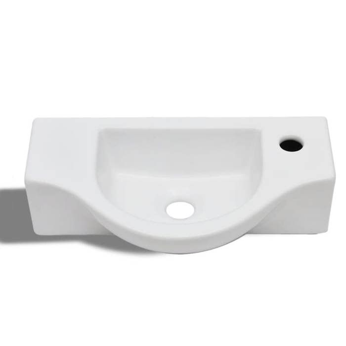 VidaXL Vasque à trou Lavobo pour robinet céramique Blanc pour salle de bain 141930