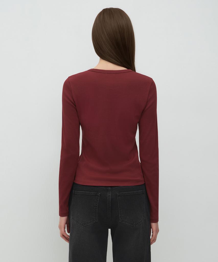 MUSINSA STANDARD WOMAN Women'S Slim Crew Neck Long Sleeve T-Shirt [Chili Red]