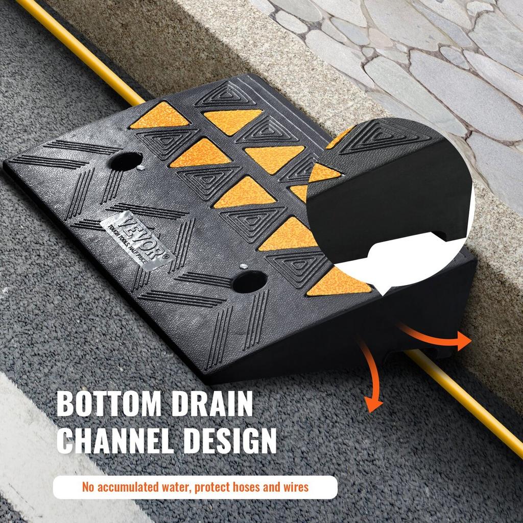 Rubber Curb Ramp 4.25" Rise Height Sidewalk Curb Ramp, 11.8" Width 19.7" Length Driveway Ramp for Curb, 15T Heavy Duty Rubber Ramp for Forklifts,