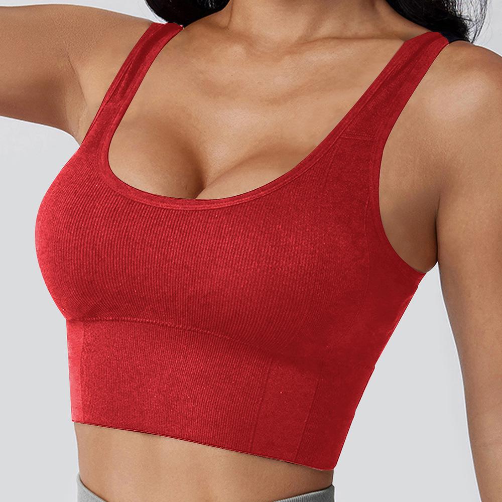 LuLu Cross-border Yoga Vest: Breathable Quick-dry Shockproof Fitness Bra Medium красный