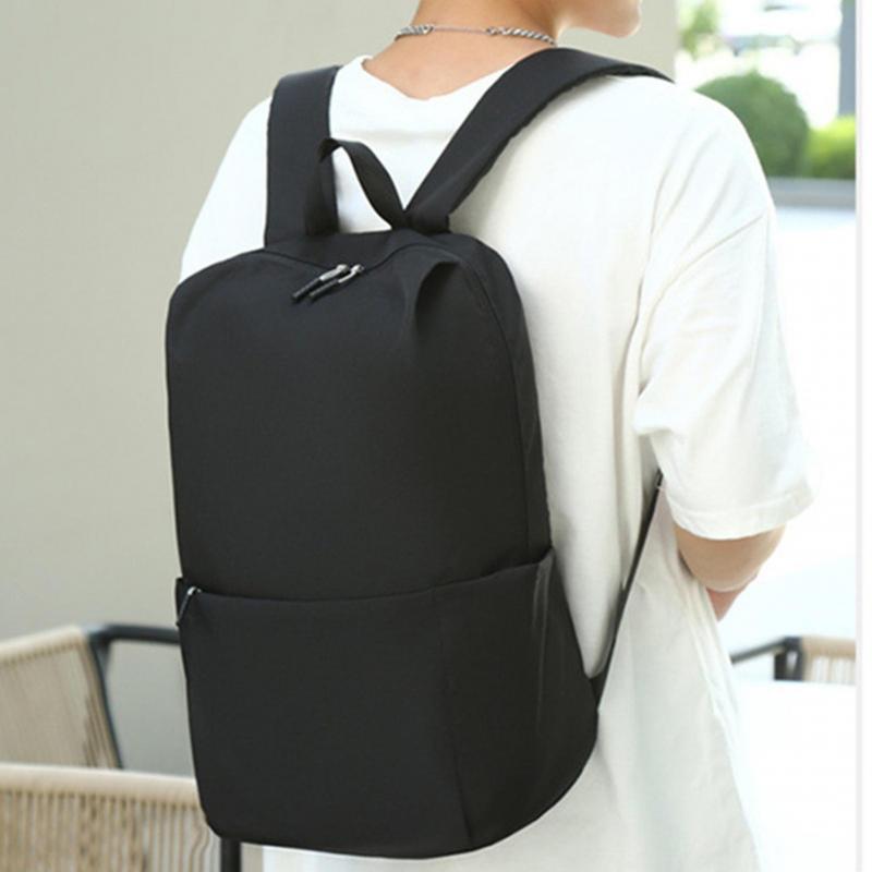 Backpack Wide Shoudler Strap Multi-layer Pockets Solid Color Great Load Bearing Large Capacity Zipper Closure Water Bottle Umbrella Pouch Travel Bag