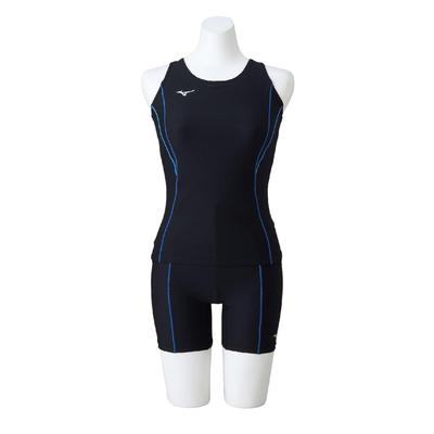 Basic Separates Swimsuit for Competitive and School Use Women's N2MGAC11, Black/Blue,