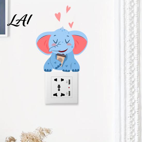Decorative Party Scene Accents Cute Elephant Switch Sticker PVC Waterproof Light Decal Protective Cover for Versatile Home Beautification Gifts Kids