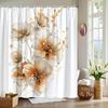 1Pc Floral Print Shower Curtain, Polyester Fabric, Machine Washable, Suitable For Bathroom Decoration