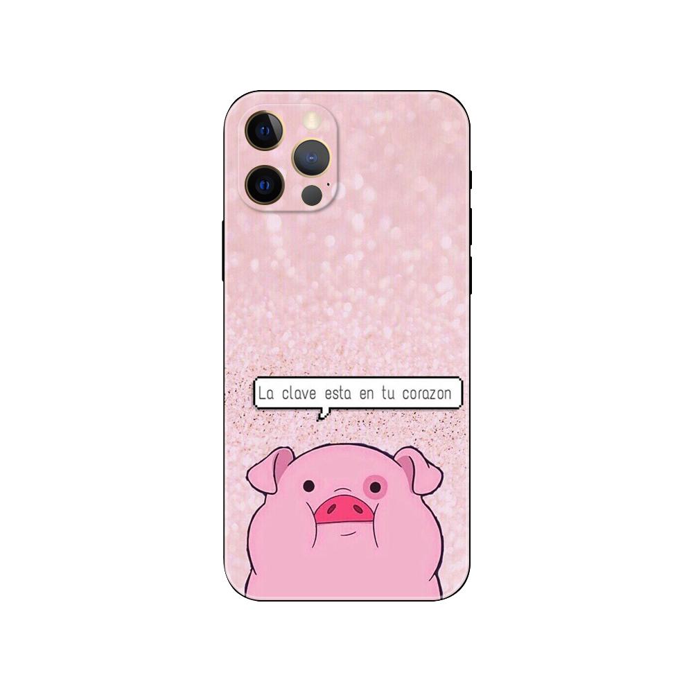 Kawaii Pig Phone Case for Iphone 5 5s 2020se 6 6s 7 8 Plus X 10 XR XS 11 12 13 Mini Pro MAX Black Tpu Back Cover