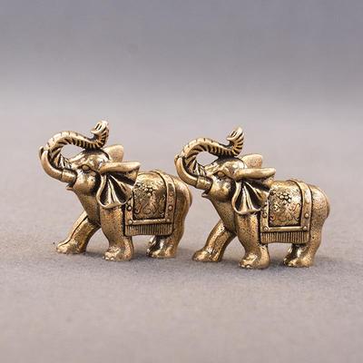 Elefante Portafortuna in Rame Piccoli Ornamenti Elefante Benedizione in Ottone Statuetta Miniatura Statua Animale in Bronzo Antico
