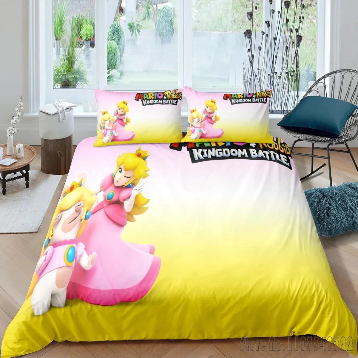 

Lovely Princess Peaches 3D Printed Duvet Cover Set HD Comforter Cover for Kids Bedding Sets Bedclothes Bedroom Decor EU Double 200x200cm