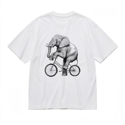 Men's All-Season Breathable Classic T-Shirt Fun Animal Cycling Graphic Tee