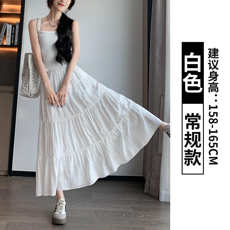 White skirt women s spring new high-waisted thin a-word long skirt spring and autumn tutu skirt ballet cake skirt s [ 40-47.5kg ]