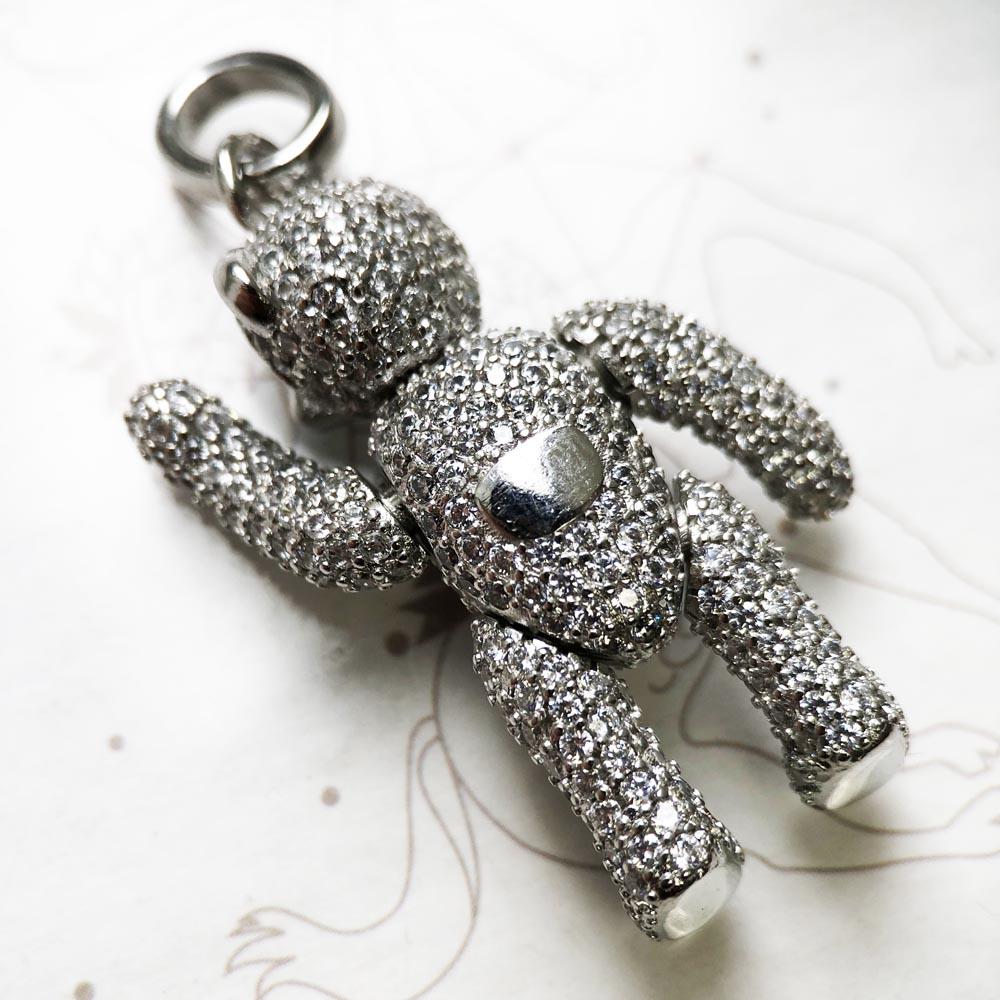 Pendant Teddy Bear,Spring New Pure 925 Silver Fine Jewelry Europe Bijoux Cute Accessories Gift For Women