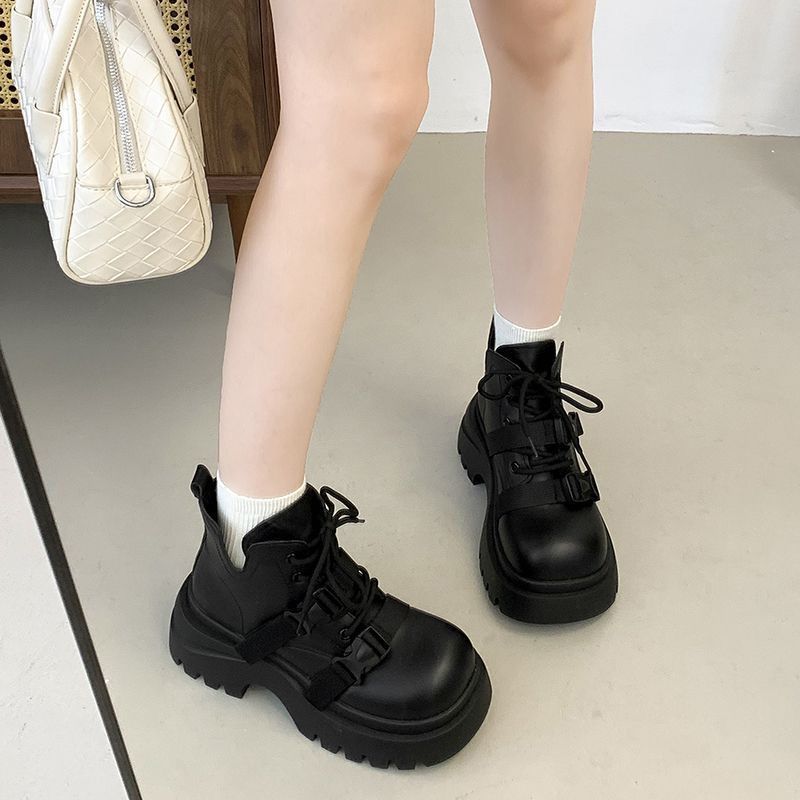 British style round head women's short boots 2025 autumn and winter new fashion thick-soled comfortable casual Martin boots women