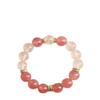 Peach Blossom Natural Pink Crystal Strawberry Crystal Bracelet for Women, New Chinese Style White Crystal Fortune Bead Peach Blossom Attracting