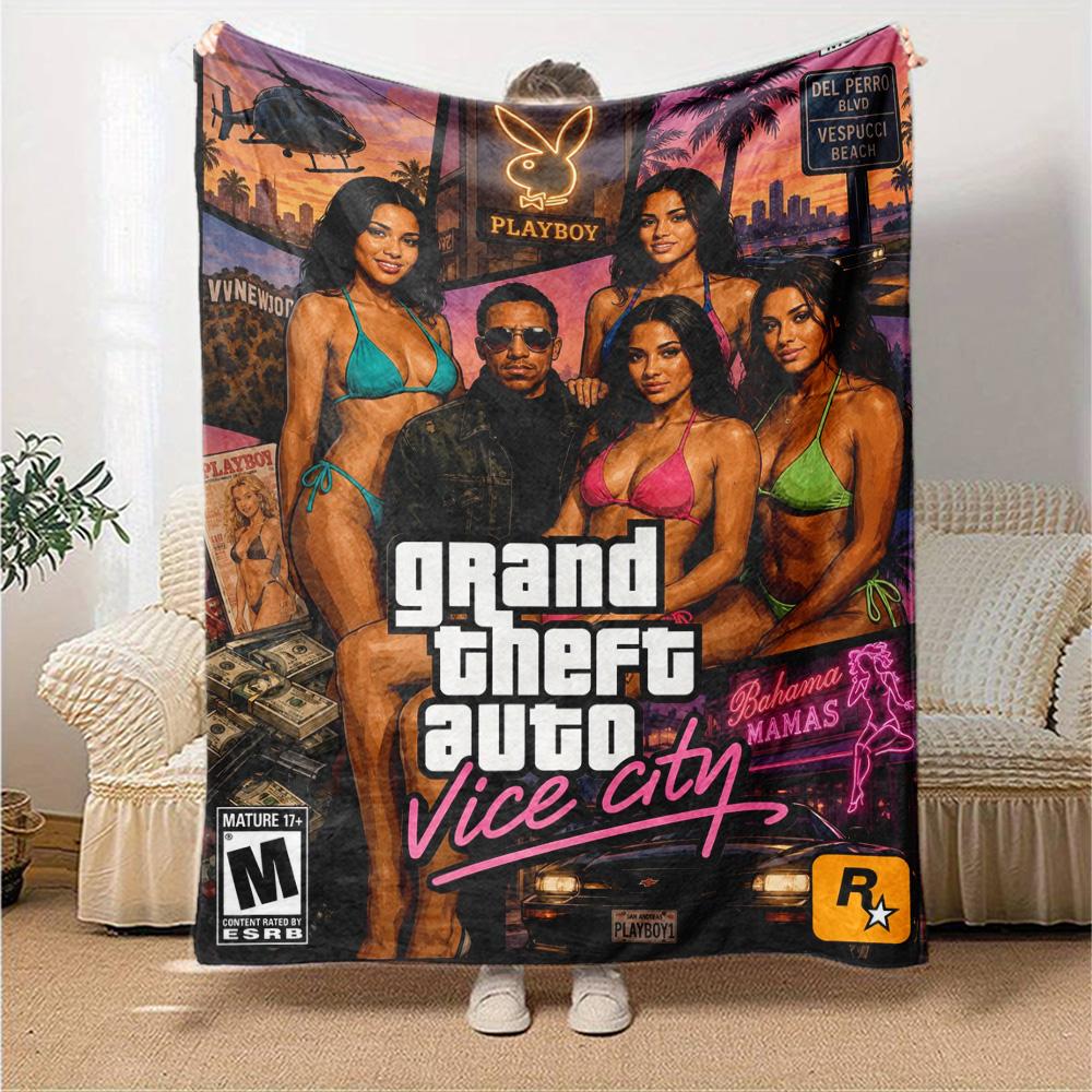 Grand Theft Auto Blanket Comfortable Perfect for Sofa Couch Bed Four Seasons Universal Digital Print Suitable for Gifting Relatives and Friends