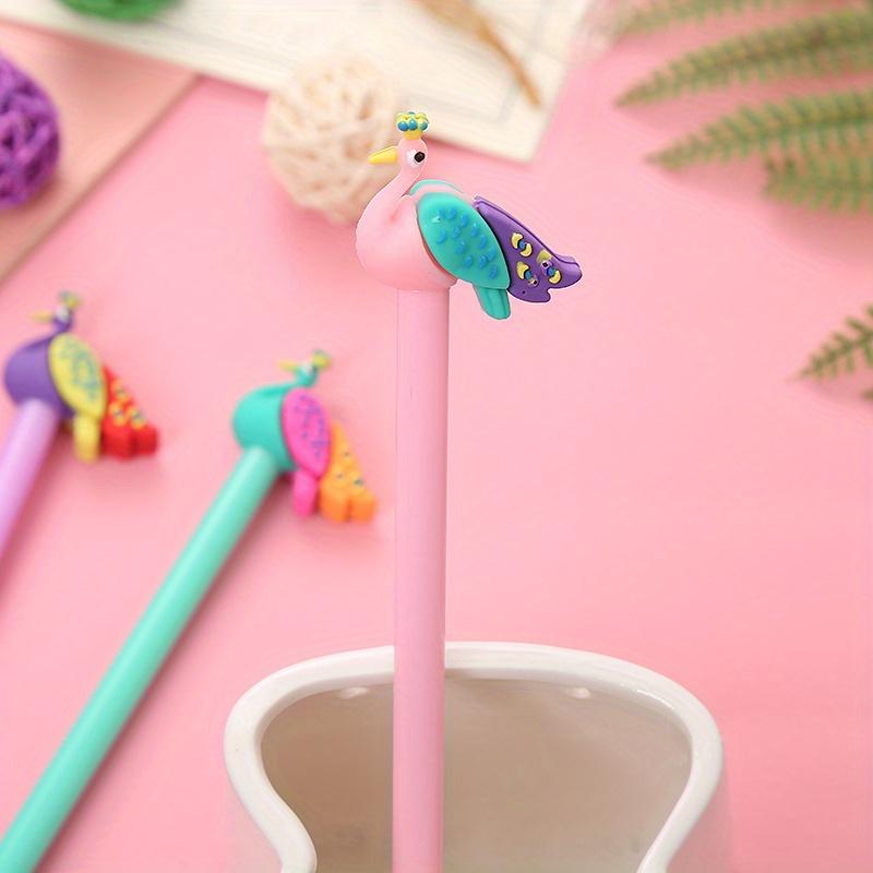 10Pcs Peacock Modeling Gel Pen Black Ink Pen Black Examination Designed For School, Office And Home Business Fine Writing Instruments