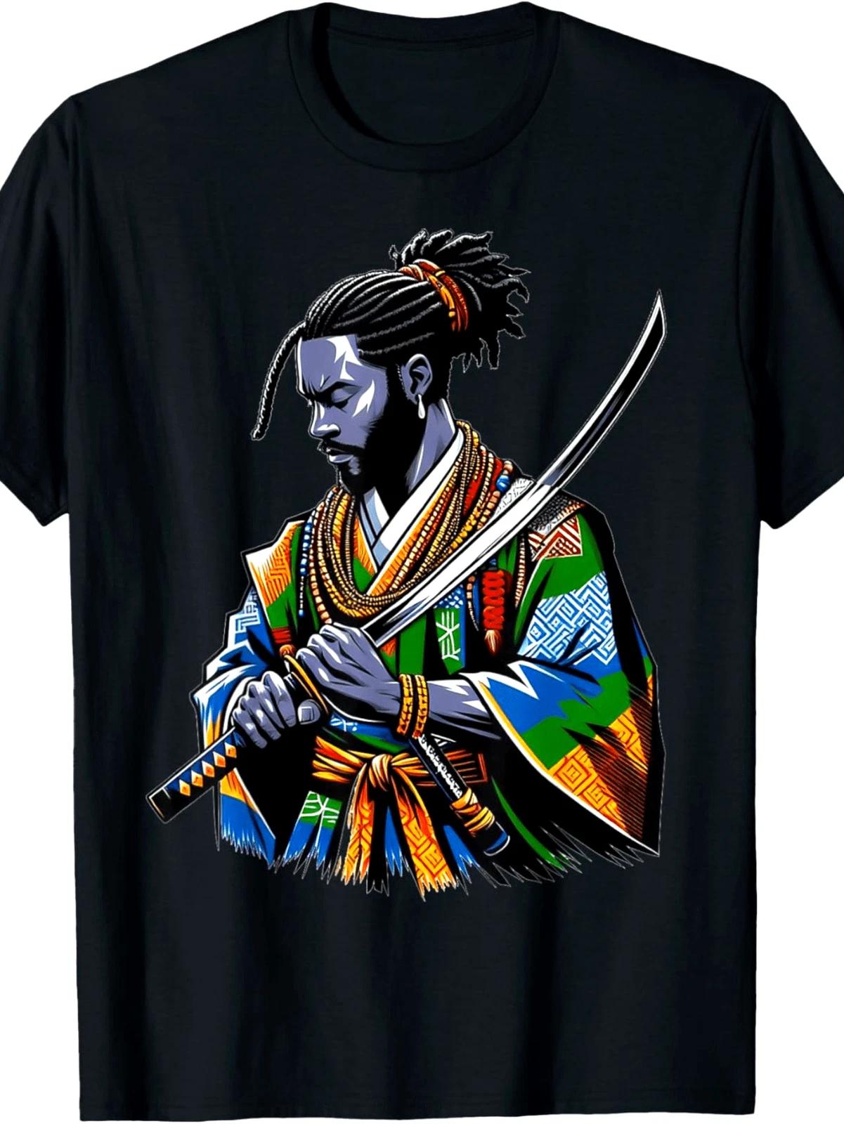Samurai Warrior Katana Graphic T-Shirt Japanese Anime Style Tee L