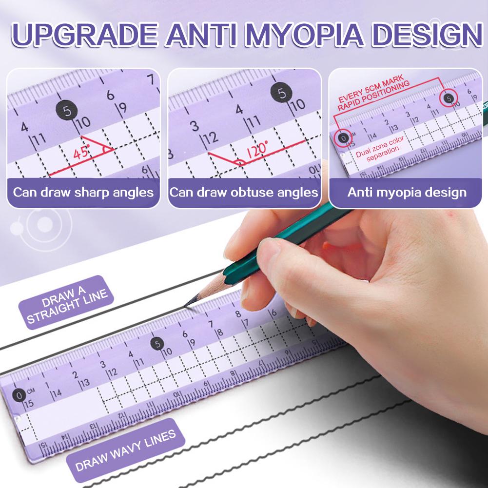 8pcs School Protractor-Compass Set,Circle Drawing Tools With Ruler,Students Stationery Professional Compass Ruler Drawing Tool