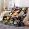 1Pc Horse Print Flannel Blanket, High Quality Comfortable for All Seasons, Home Decor, Warmth and Comfort, Perfect for Christmas Gifts