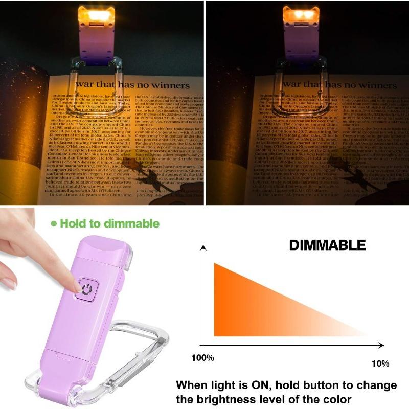 Mini Light Reading Clip Light LED Small Night Light USB Charging Adjustable Brightness Eye Protection Portable