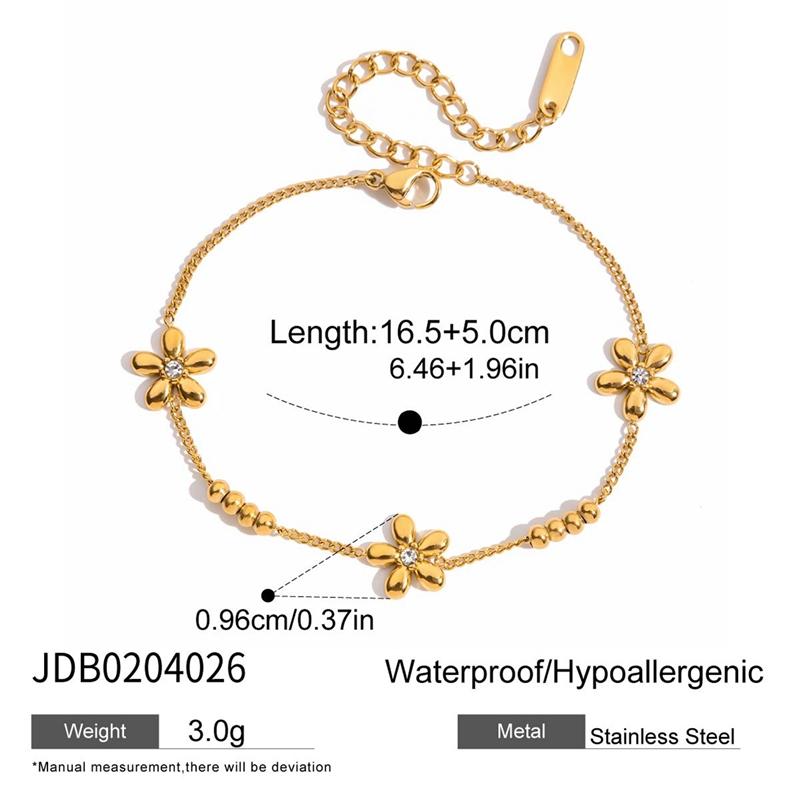 Dainty 18k Gold PVD Stainless Steel White Zircon Star Bowknot Heart Stackable Bracelet for Women Trendy Summer Jewelry