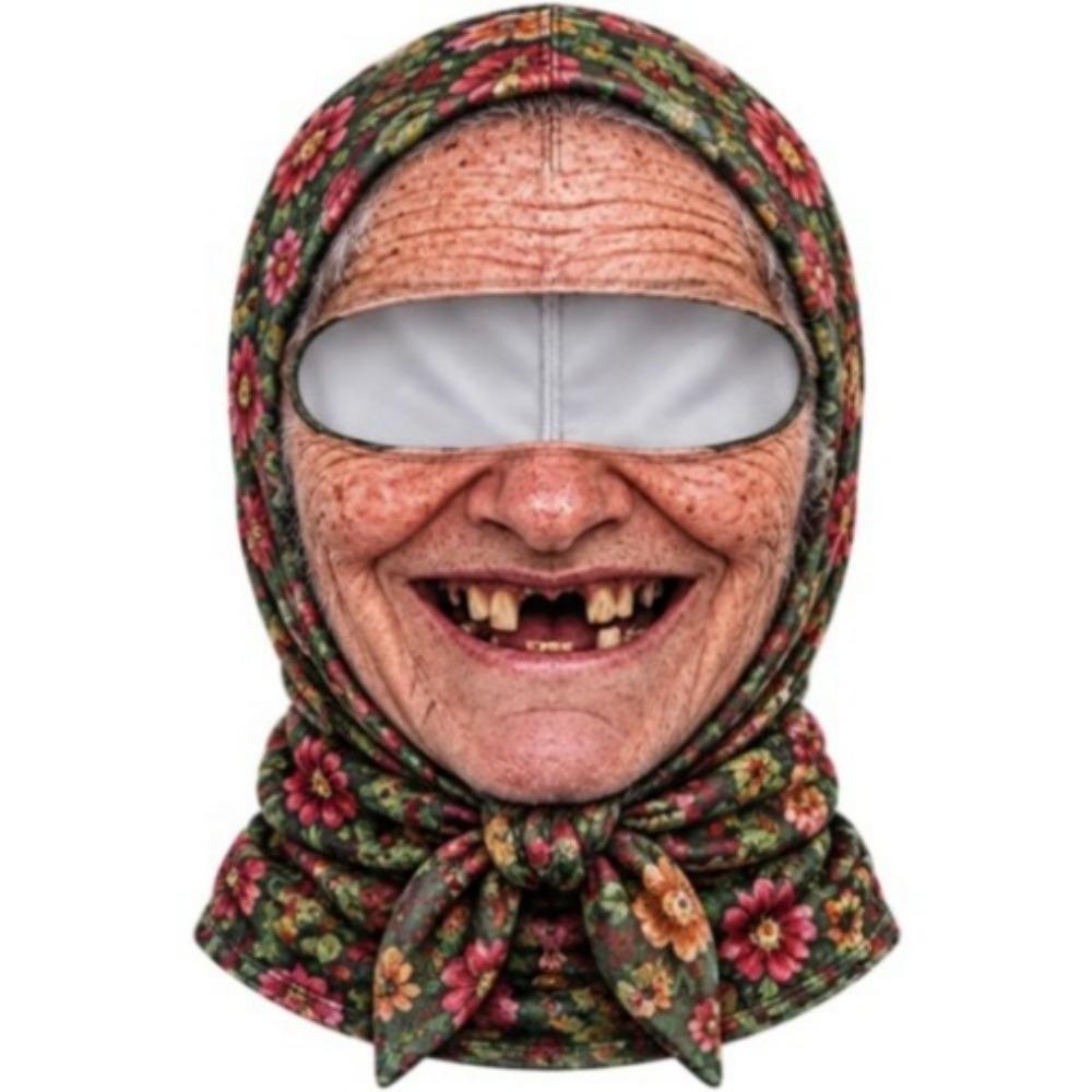 Soft Lightweight Fabric Funny Face Balaclava Breathability Realistic Printed Ski Mask Cycling
