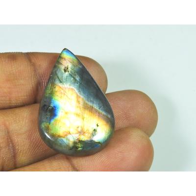 Cabochon Poire Flashy Rose Violet Labradorite Naturelle 21X35MM Pierre Gemme Libre SK-3289