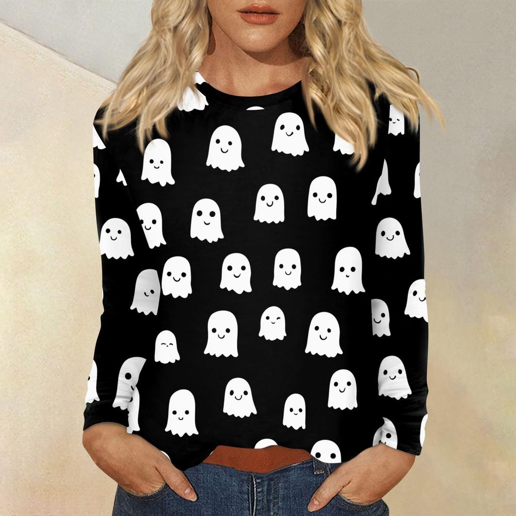 Women's Daily Casual Long-sleeved Printed O-neck Top