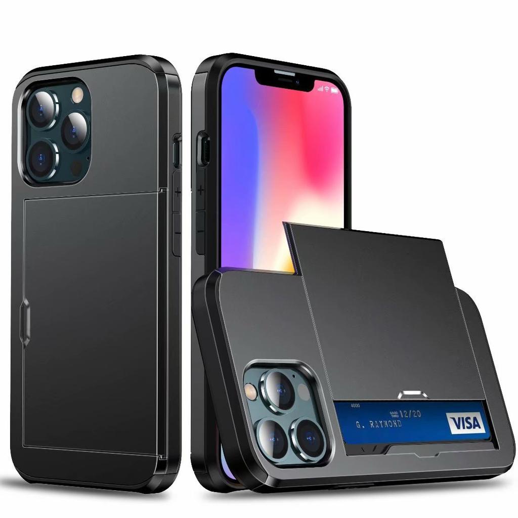 Applicable to iphone11promax mobile phone case Apple 11 slide cover card 1.1 inch 2-in-1 card bag protective case