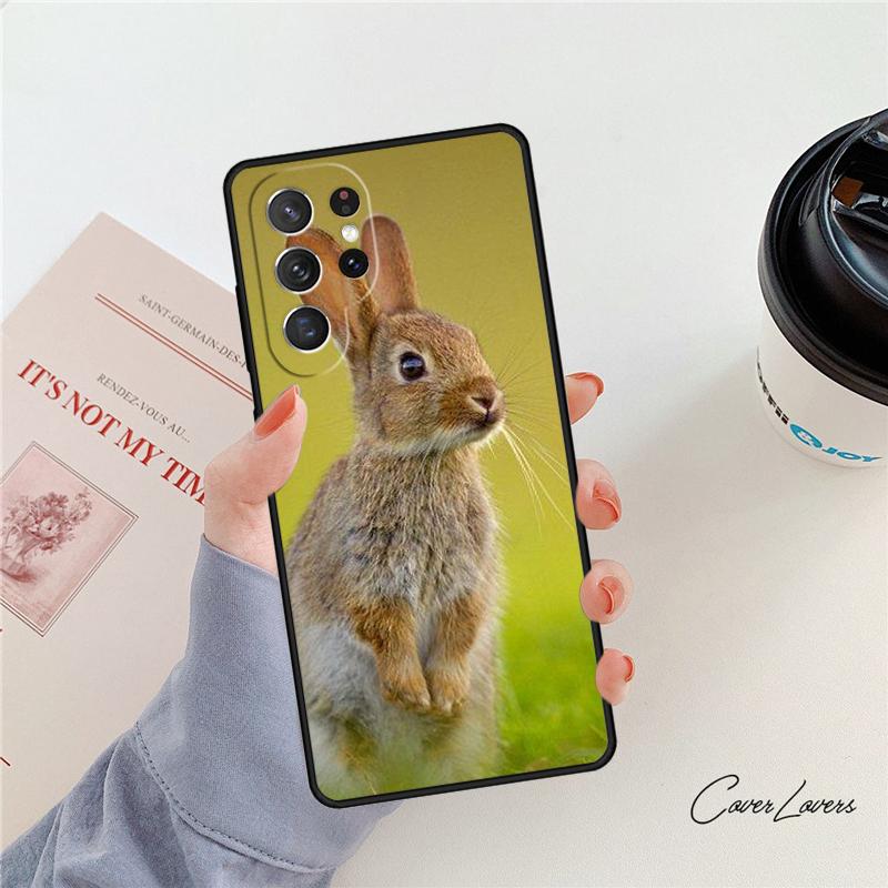 Bunny Rabbit Night Sky Moon Phone Case For Samsung Galaxy S24 S25 S23 S22 Ultra Note 10 20 Plus S20 S21 FE Cover