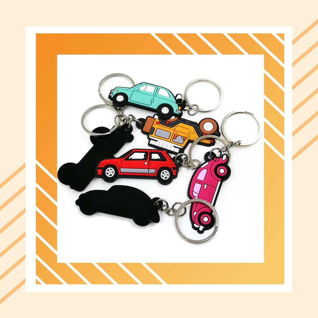 Keychain Car Shape Double-Side Cartoon Key Ring Multi Kinds Theftproof Safety Metal Clasp Holder Accessory Keys Wallet