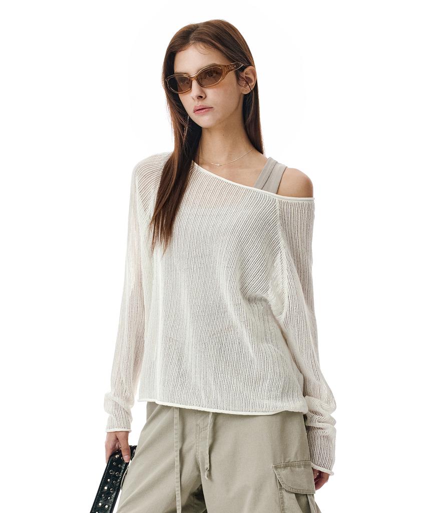 Sekeonmonollogeu Openwork Boat Neck Knit [Ivory]_Sewkt010Ivory