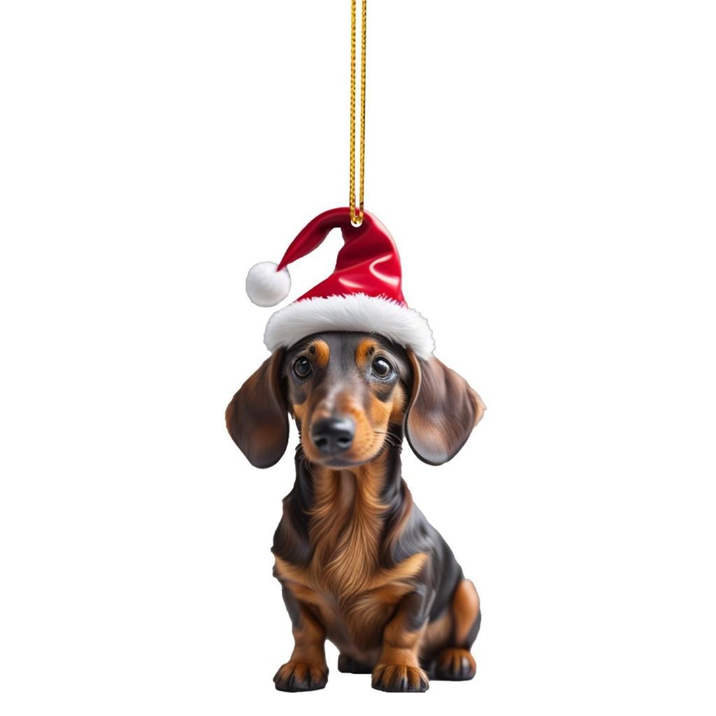 Cute Car Dachshund Hanging Decor For Vibrant Christmas Tree And Home Decoration