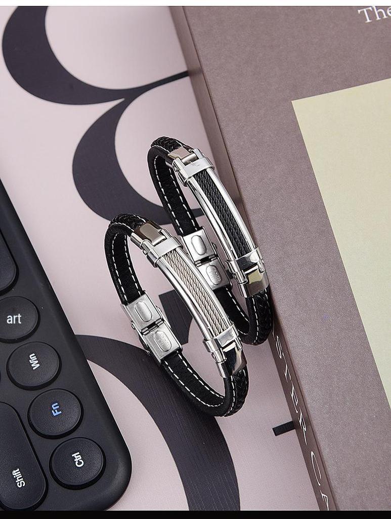 Men’s Luxury Stainless Steel & Microfiber Braided Bracelet