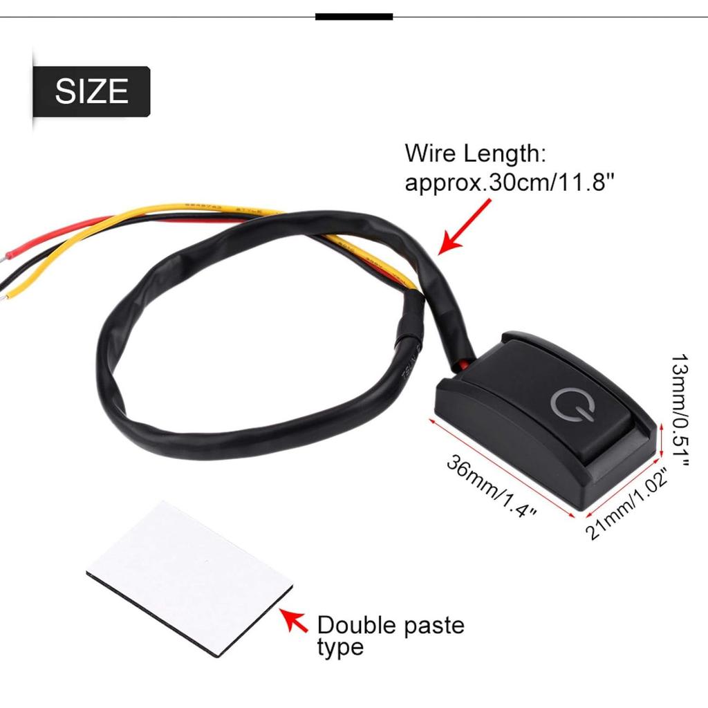 Car Paste Type Switch, DC 12V 200mA Paste Type ON/Off Button Switch Black