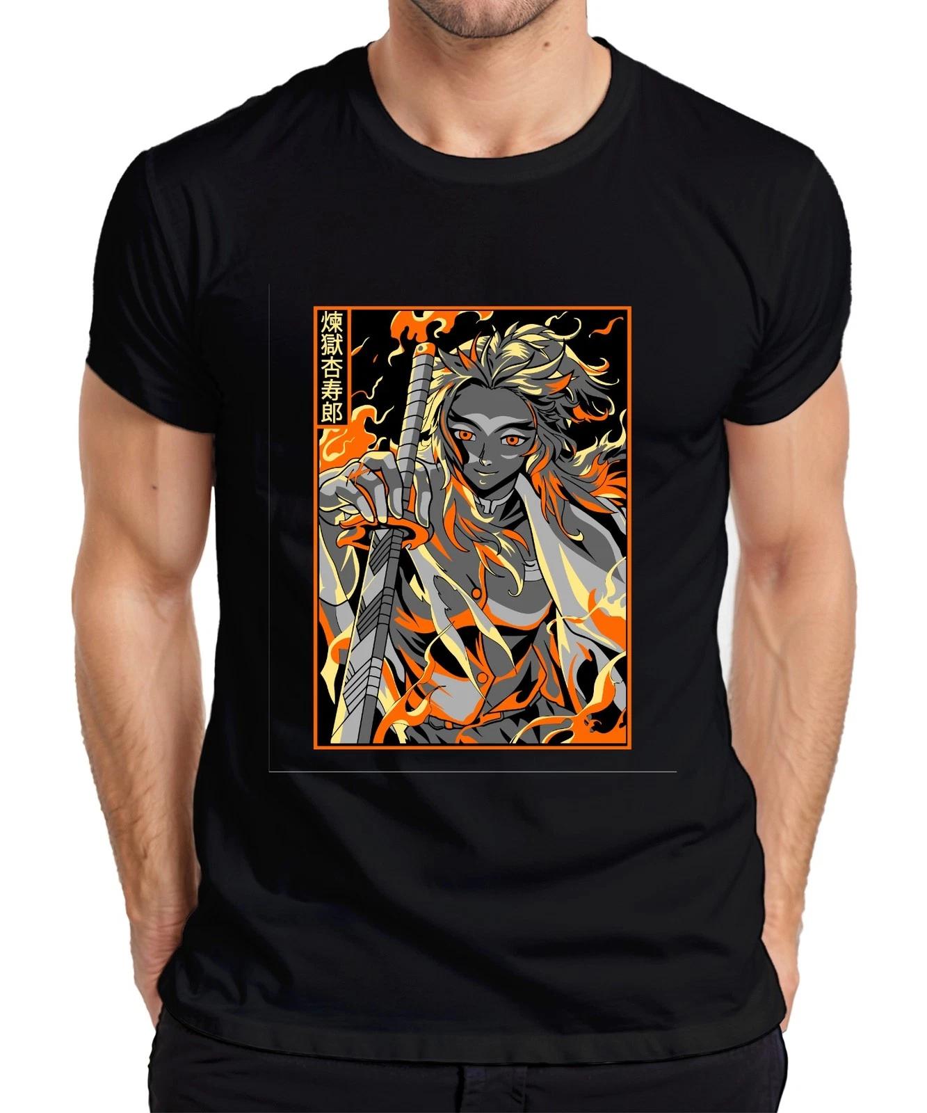 Demon Slayer Rengoku Flammen Schwert Anime Geschenk Vintage Herren T-Shirt S
