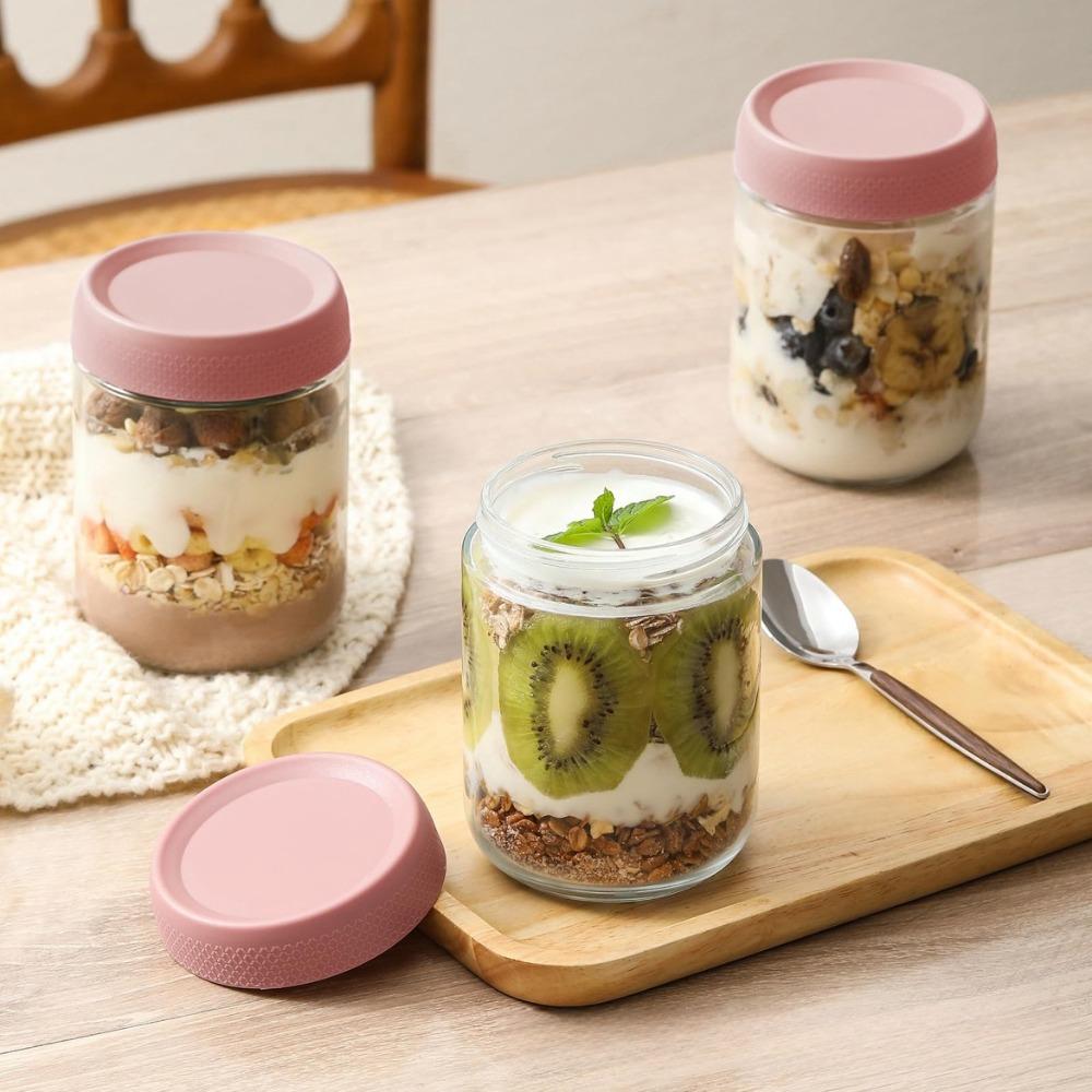 480ml 16oz Food Prep Jars with Lids Food Containers New Yogurt Bowl  for Snack Spice Sugar