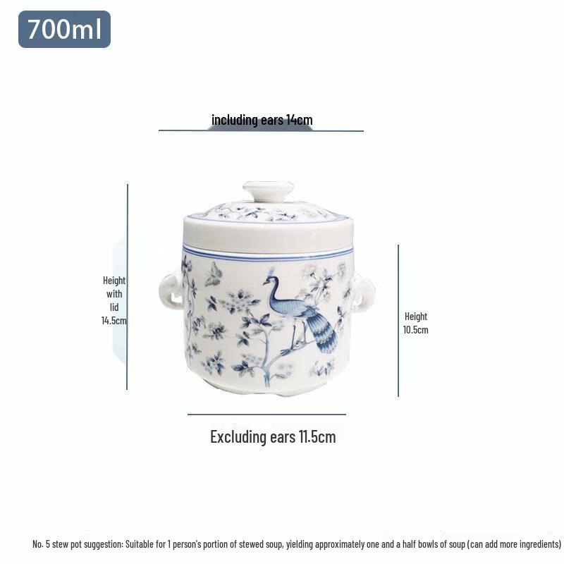 Wutuo Ceramic Double-Lid Stew Pot