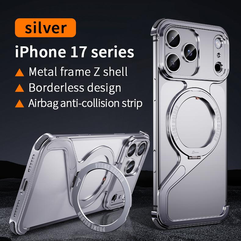 Hot Sale Luxury Z Shape Aluminum Magnetic Phone Case for I Phone 13 14 15 16 Pro Max with Kickstand Wireless Charging Cover