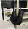 Men'S And Women'S Niche Pleated Lazy Style Big Satchel Casual Commuter Messenger Bag Fashion Trend Black Shoulder Bag