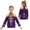 Costume Britannico Vintage Anni '60 per Bambini - Top a Manica Lunga Decorato con Pizzo Dorato per Cosplay da Rock Star