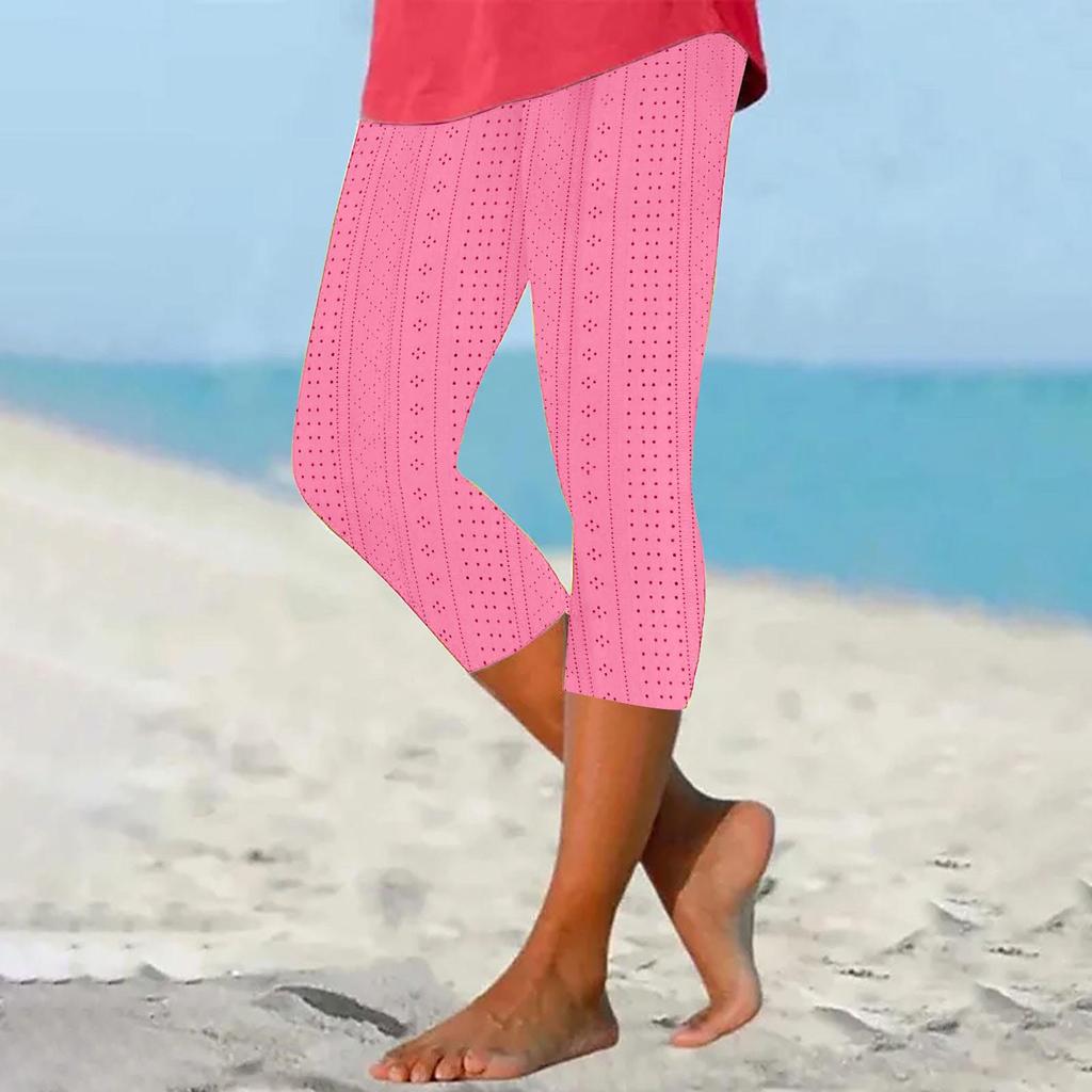 Women’s -Colored Simpled - Lock Bottoming Yoga Pants, Wearable As Outer Cropped Trousers