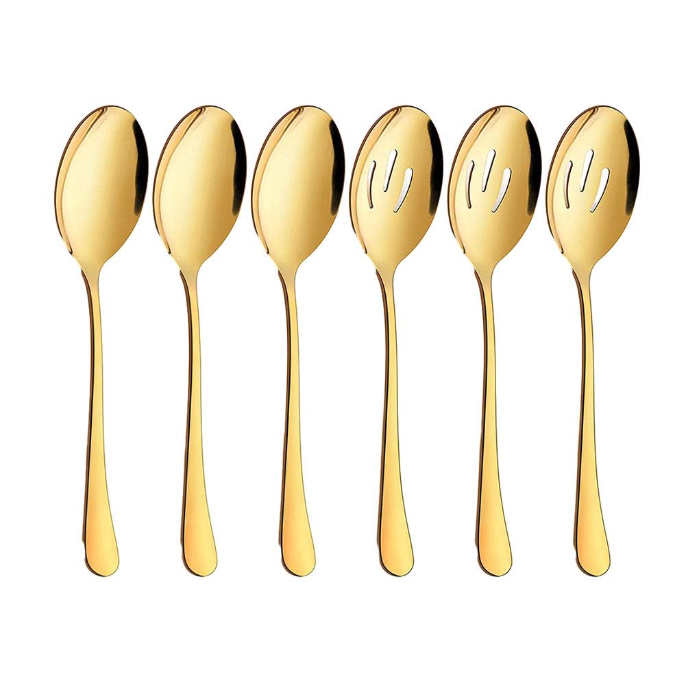 

EIOLWJIEO 6 штук Элегантный внешний вид Набор из нержавеющей стали Прочный Для стильной трапезы Удобное хранение Наборы сервировочных ложек, золотистый