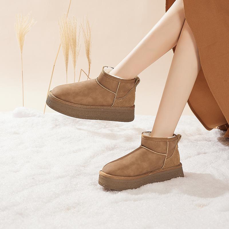 Augustine Platform Snow Boots Women's 2025 New Winter Lazy One-pedal Piled Thickened Bread Cotton Shoes Tide