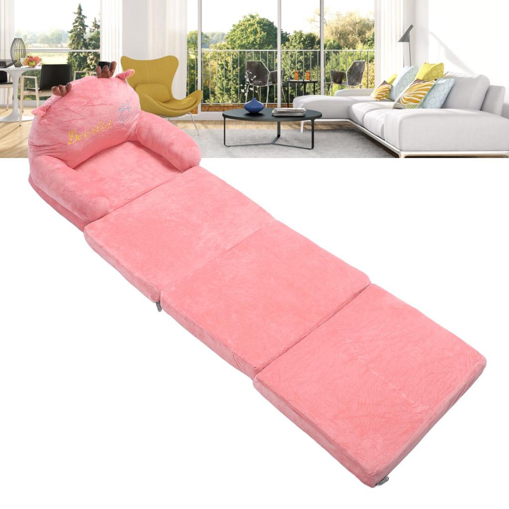 Foldable Sofa Cute Cartoon Shape Comfortable Multifunctional Kids Couch Fold Out for Home Kindergarten