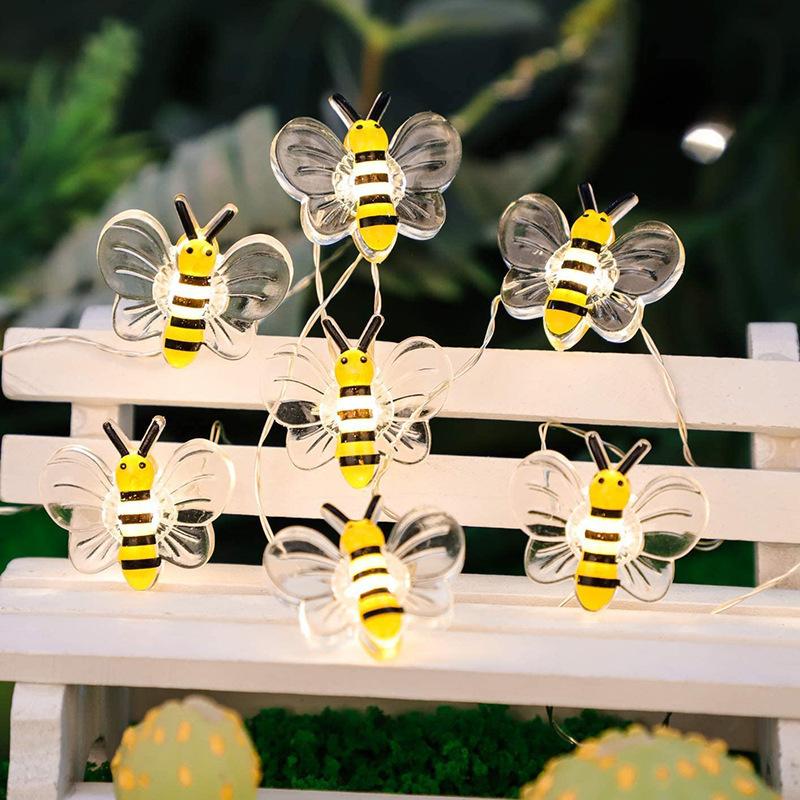 Cute Bee Battery Powered String Lights for Bedroom Kid Room Tree Flowers Plants Patios Party Wedding Xmas Lawn Garden Decor