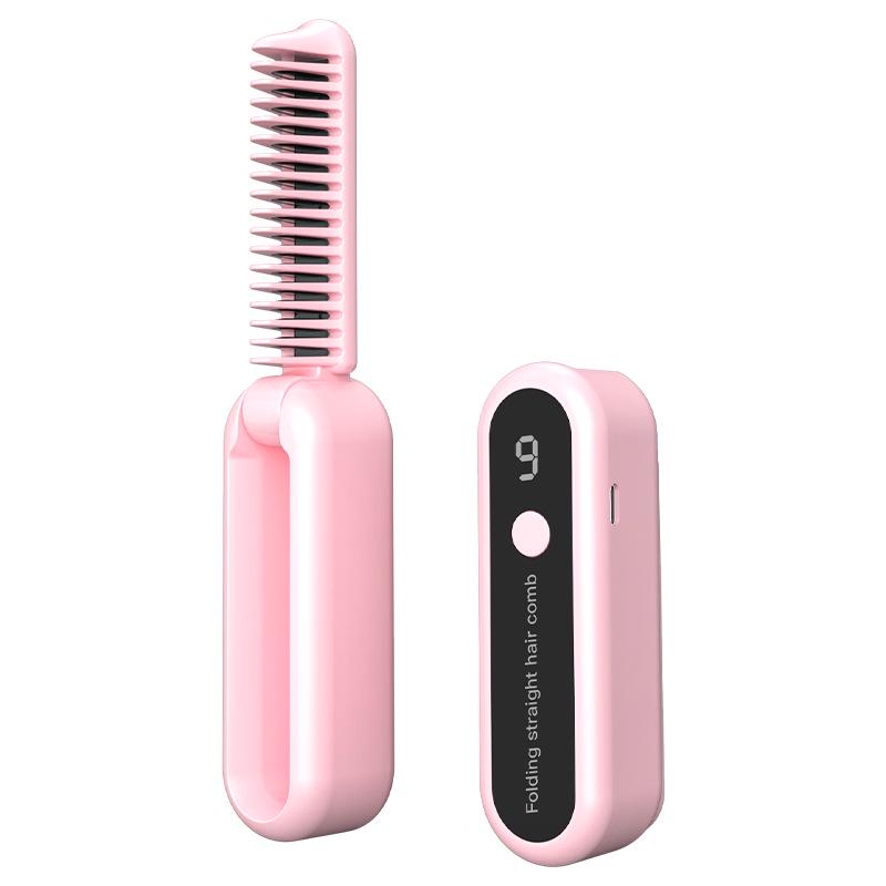 Portable Wireless Hair Straightener & Curler - Foldable, Negative Ion, Dual-Use, Hair-Safe Design