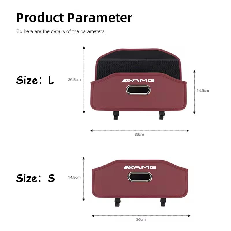 Car Seat Back Storage Box Multi-Functional Tissue Box Cup Holder Hook Storage Box Accessories Car Decal For Mercedes Benz AMG W2