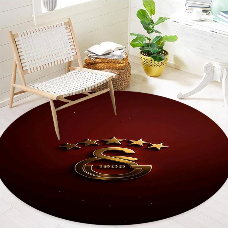 Galatasaray S Round Area Rug,Carpet Rug for Living Room Bedroom Sofa Playroom Decor,Non-slip Floor Mat