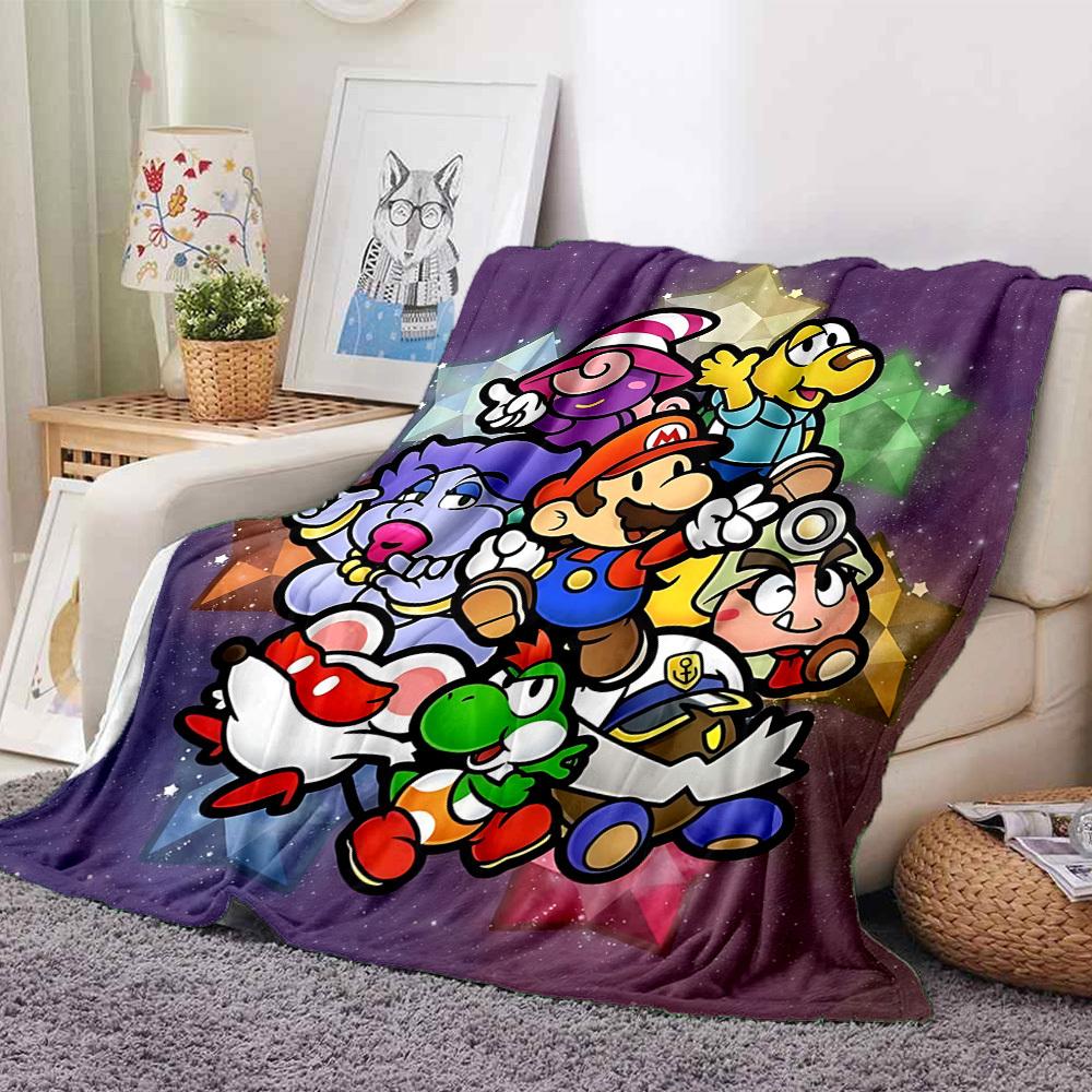 1pc Mario Party Flannel Blanket, Soft Skin Friendly with Digital Printing, Various Sizes Available for Family, Friends, Birthday